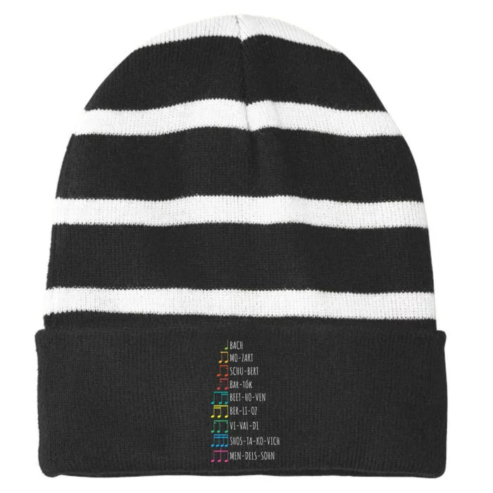 Classic Composers Classical Music Musical Notes Striped Beanie with Solid Band