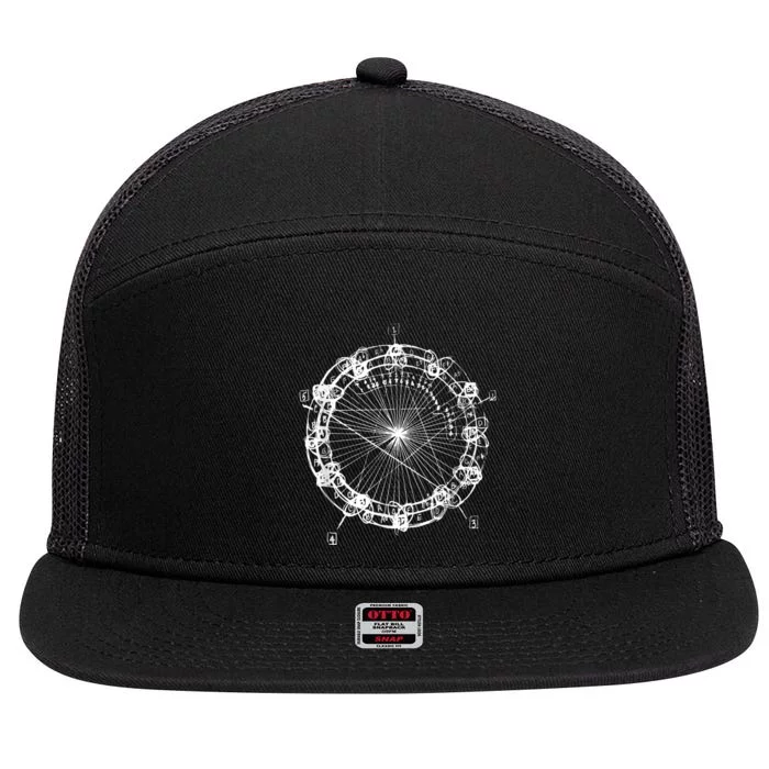 Coltrane Chord Changes Mandala Jazz Musician 7 Panel Mesh Trucker Snapback Hat