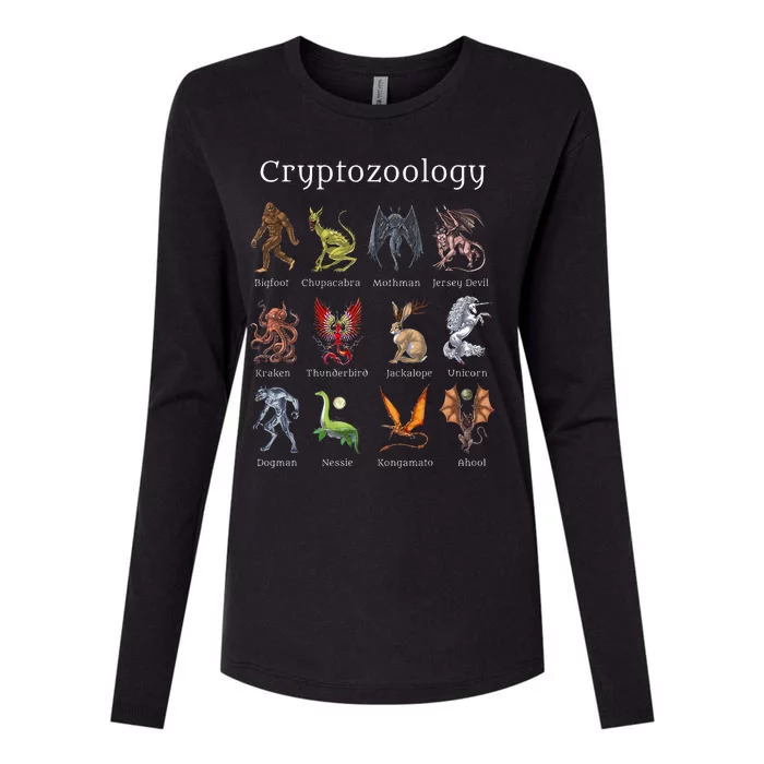 Cryptozoology Cryptid Creatures Fantasy Mythical Monsters Womens Cotton Relaxed Long Sleeve T-Shirt