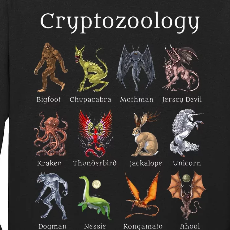 Cryptozoology Cryptid Creatures Fantasy Mythical Monsters Tall Long Sleeve T-Shirt