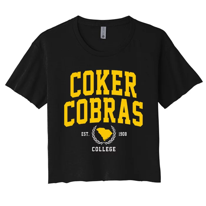 Coker College Cobras Arch Design Women's Crop Top Tee