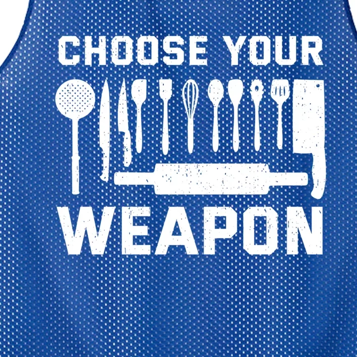 Chef Cook Cooking Choose Your Weapon Kitchen Knife Fork Gift Mesh Reversible Basketball Jersey Tank