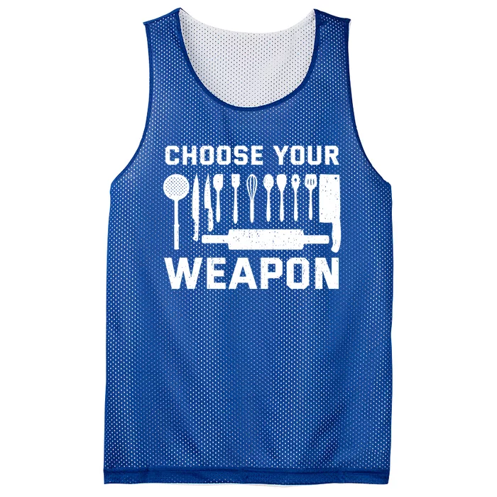 Chef Cook Cooking Choose Your Weapon Kitchen Knife Fork Gift Mesh Reversible Basketball Jersey Tank