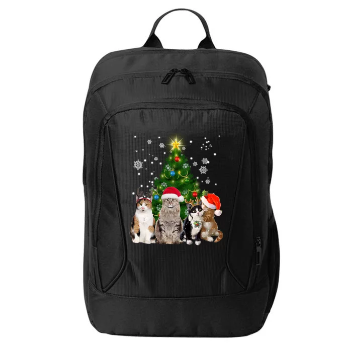 Cute Cat Christmas Tree Cat Lover Xmas Cat Mom Gift City Backpack