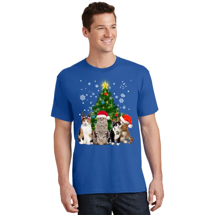 Cute Cat Christmas Tree Cat Lover Xmas Cat Mom Gift T-Shirt