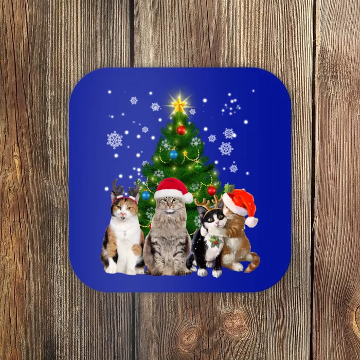 Cute Cat Christmas Tree Cat Lover Xmas Cat Mom Gift Coaster