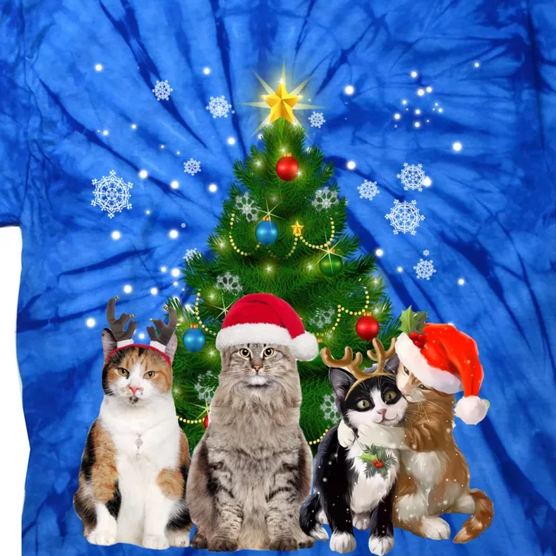 Cute Cat Christmas Tree Cat Lover Xmas Cat Mom Gift Tie-Dye T-Shirt