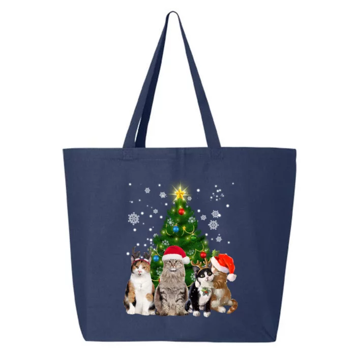 Cute Cat Christmas Tree Cat Lover Xmas Cat Mom Gift 25L Jumbo Tote