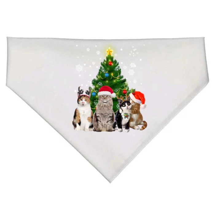 Cute Cat Christmas Tree Cat Lover Xmas Cat Mom Gift USA-Made Doggie Bandana