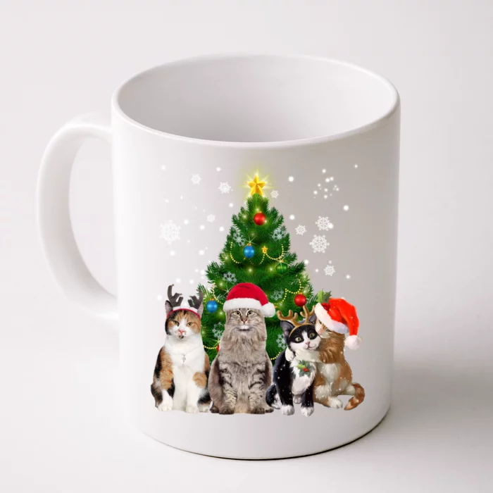 Cute Cat Christmas Tree Cat Lover Xmas Cat Mom Gift Front & Back Coffee Mug