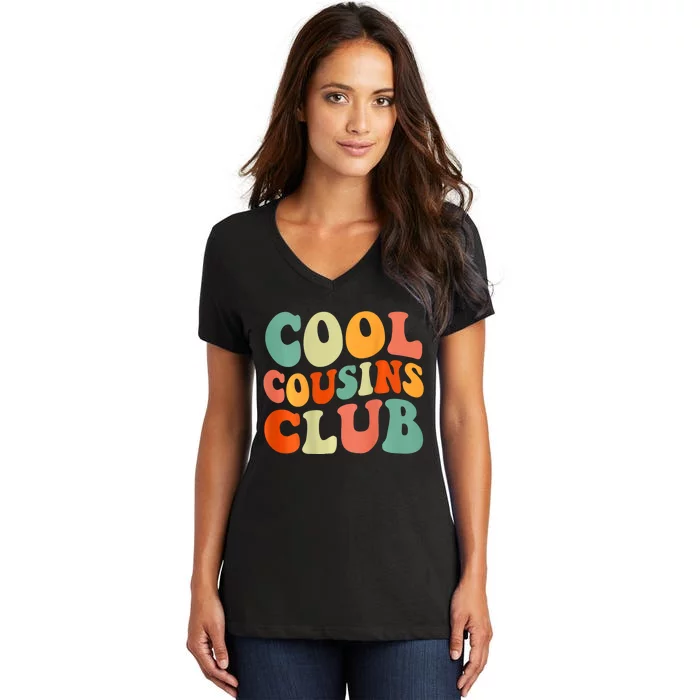 Cool Cousin Club Retro Cousin Matching Family Crew Women's V-Neck T-Shirt