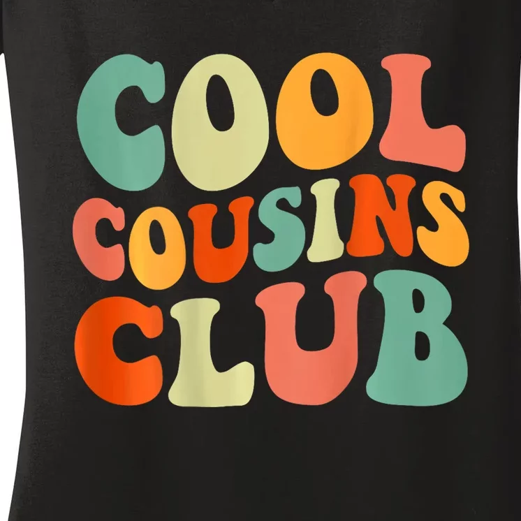 Cool Cousin Club Retro Cousin Matching Family Crew Women's V-Neck T-Shirt