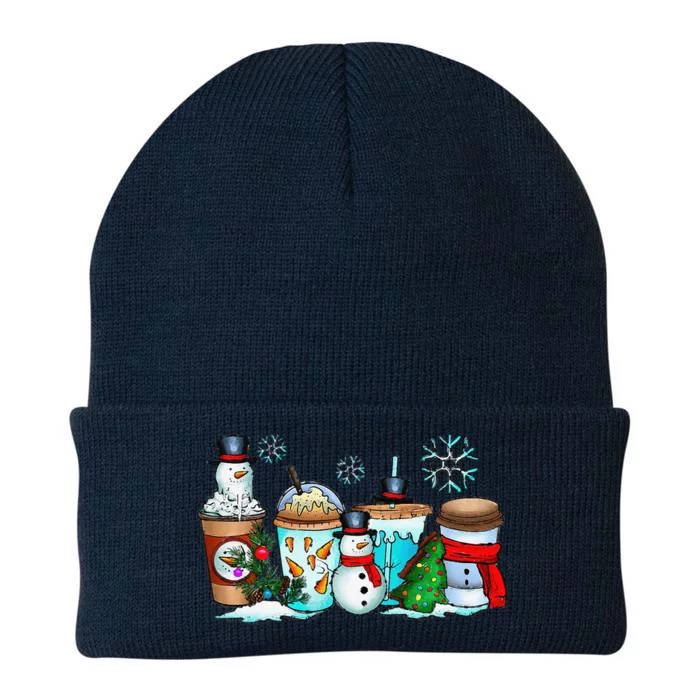 Christmas Coffee Cups Snowman Retro Groovy Xmas Tree Cookies Knit Cap Winter Beanie