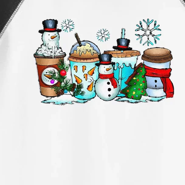 Christmas Coffee Cups Snowman Retro Groovy Xmas Tree Cookies Toddler Fine Jersey T-Shirt