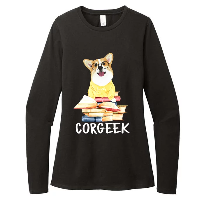 Corgeek Cute Corgi Geek Dog Pun Bookworm Bookish Reader Joke Cool Gift Womens CVC Long Sleeve Shirt