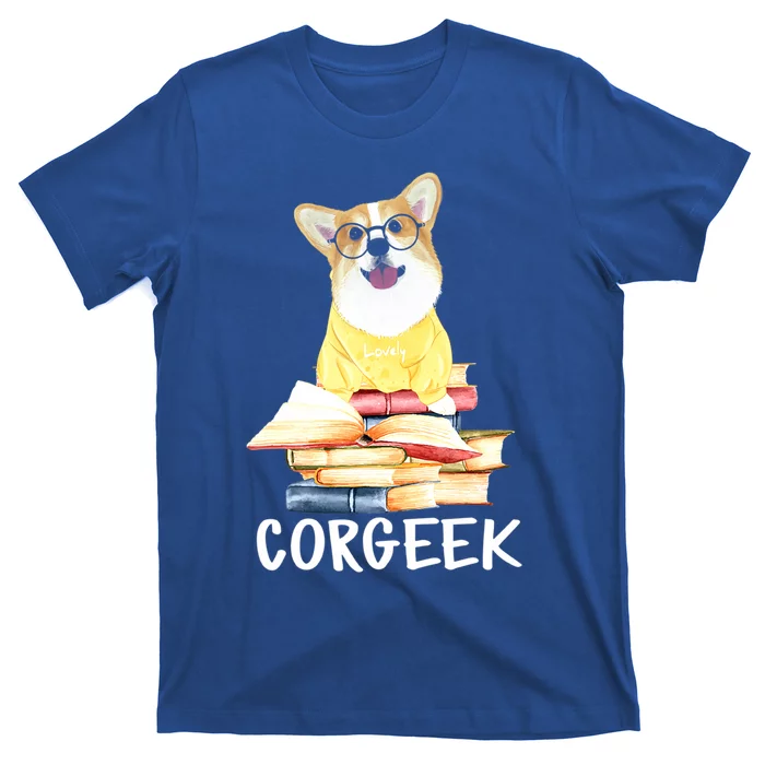 Corgeek Cute Corgi Geek Dog Pun Bookworm Bookish Reader Joke Cool Gift T-Shirt