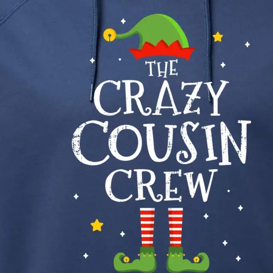 Crazy Christmas Cousin Crew With Elf For Xmas Family Pajama Gift Performance Fleece Hoodie