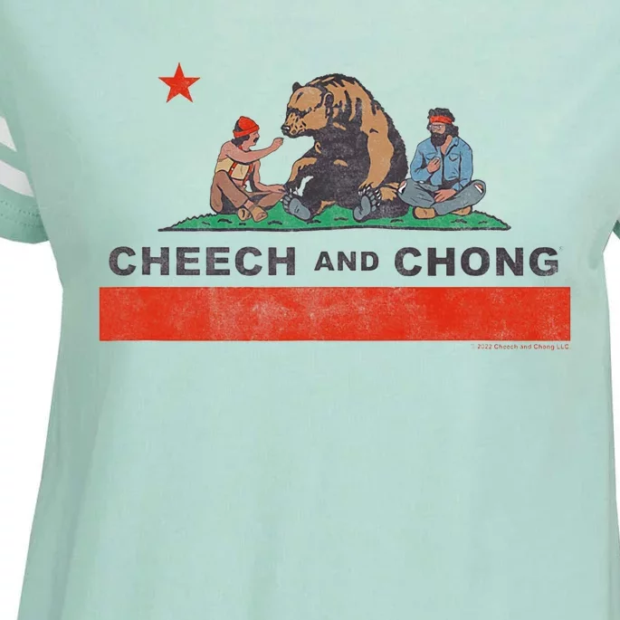 Cheech & Chong Chilling In California Republic Flag Enza Ladies Jersey Football T-Shirt