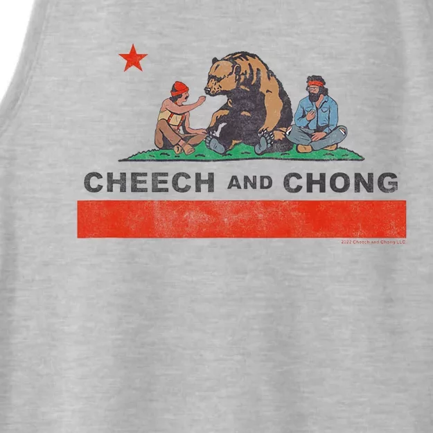 Cheech & Chong Chilling In California Republic Flag Ladies Tri-Blend Wicking Tank