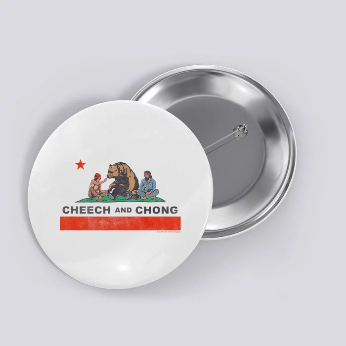 Cheech & Chong Chilling In California Republic Flag Button