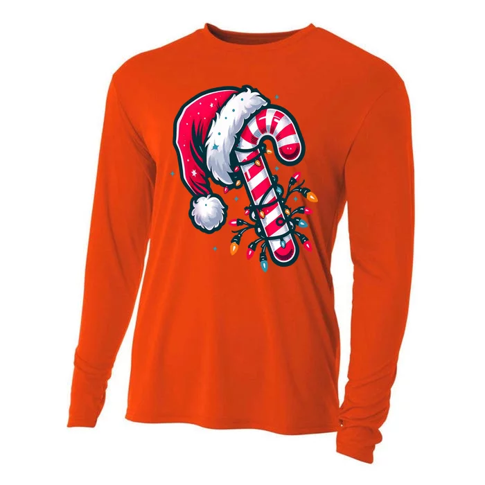 Candy Cane Christmas Lights Holiday Cooling Performance Long Sleeve Crew