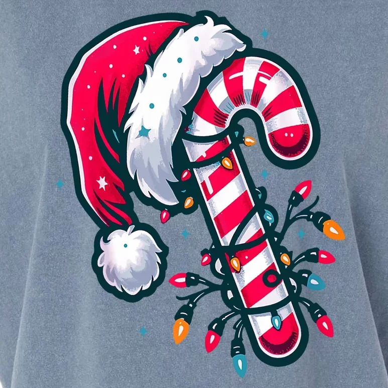 Candy Cane Christmas Lights Holiday Garment-Dyed Women's Muscle Tee