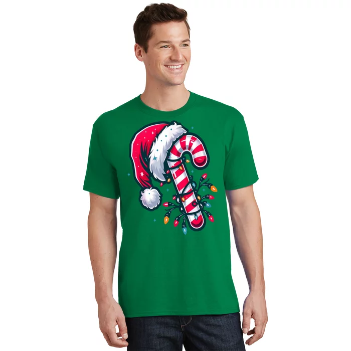 Candy Cane Christmas Lights Holiday T-Shirt