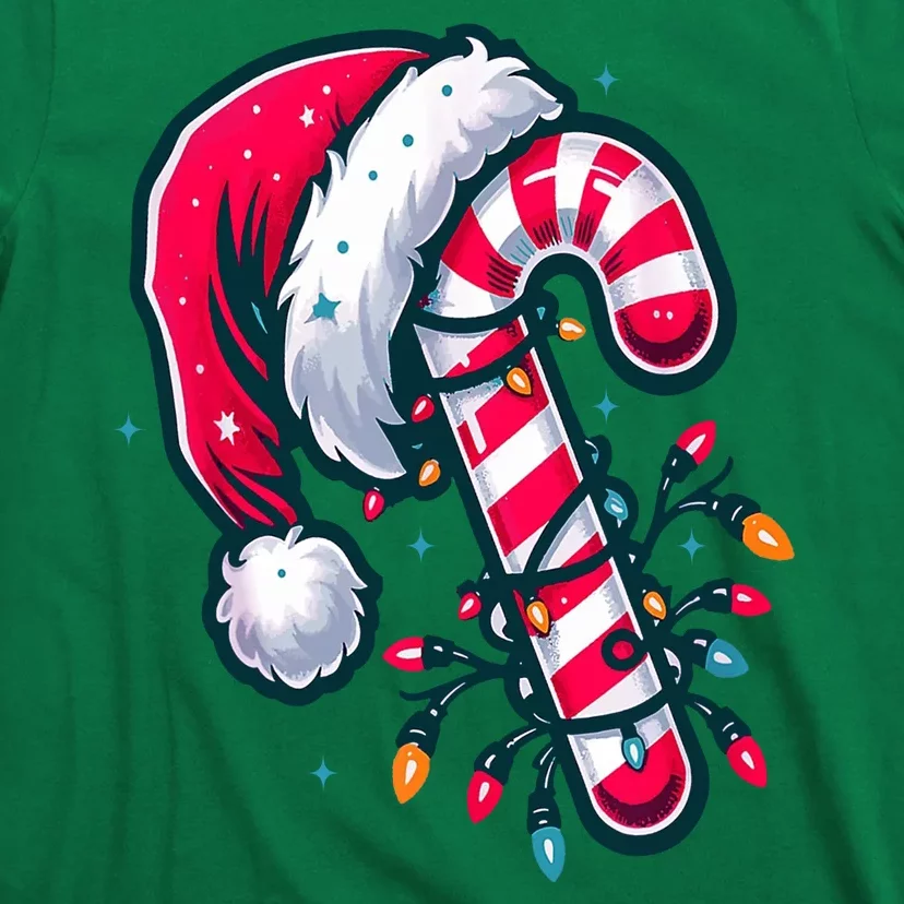 Candy Cane Christmas Lights Holiday T-Shirt