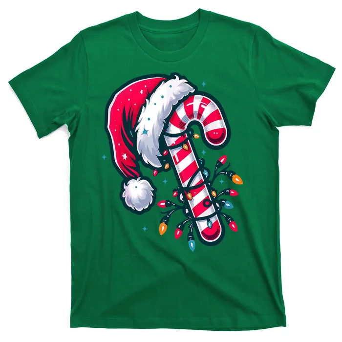 Candy Cane Christmas Lights Holiday T-Shirt