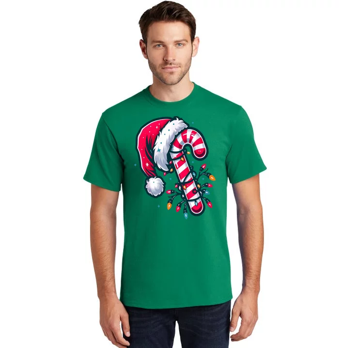 Candy Cane Christmas Lights Holiday Tall T-Shirt