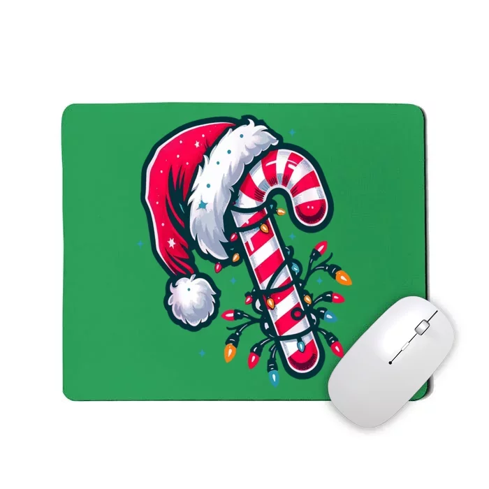 Candy Cane Christmas Lights Holiday Mousepad