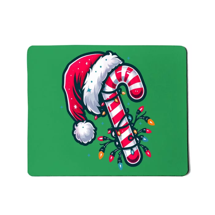 Candy Cane Christmas Lights Holiday Mousepad