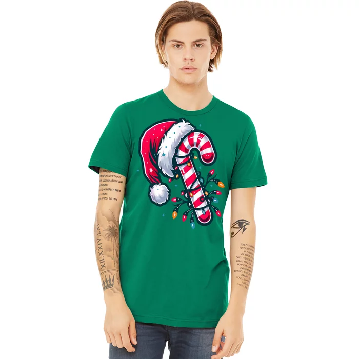 Candy Cane Christmas Lights Holiday Premium T-Shirt