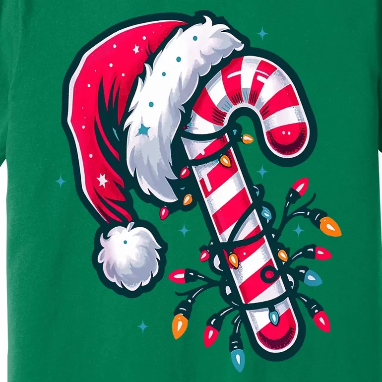 Candy Cane Christmas Lights Holiday Premium T-Shirt