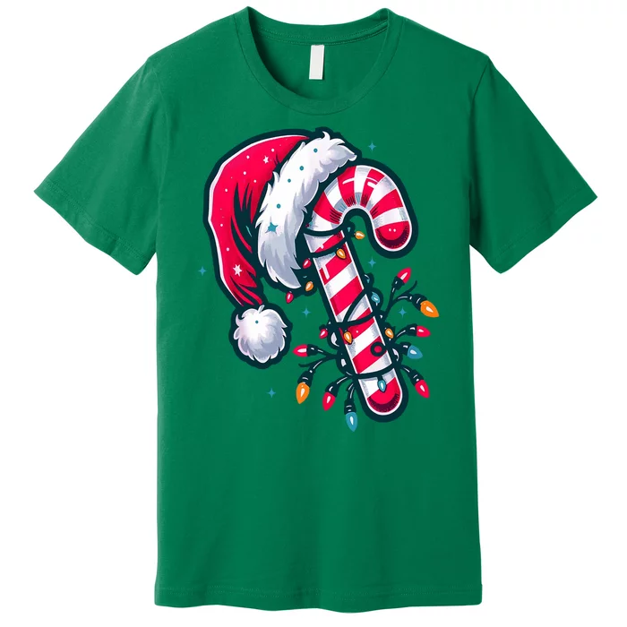 Candy Cane Christmas Lights Holiday Premium T-Shirt