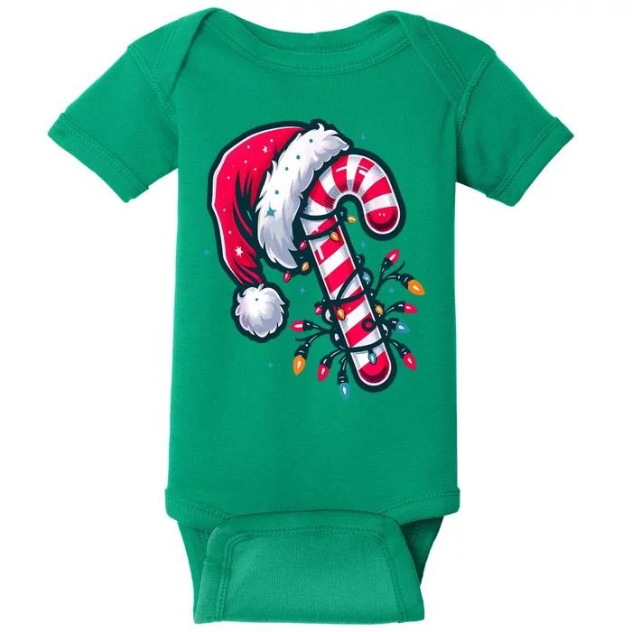 Candy Cane Christmas Lights Holiday Baby Bodysuit