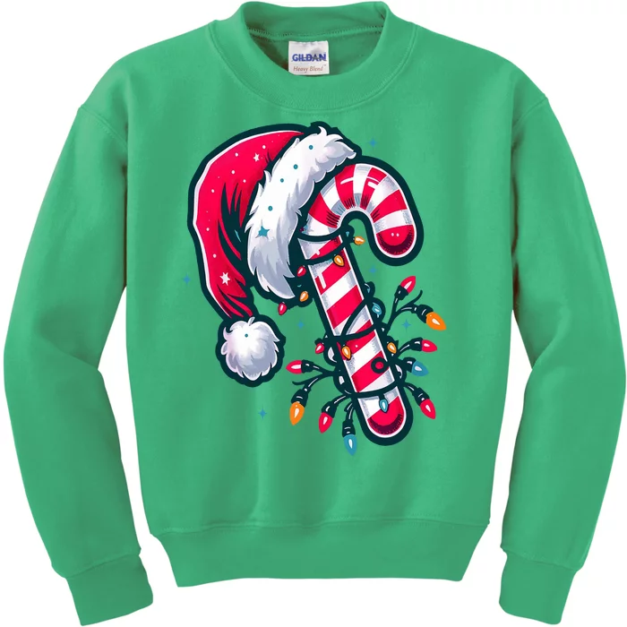 Candy Cane Christmas Lights Holiday Kids Sweatshirt