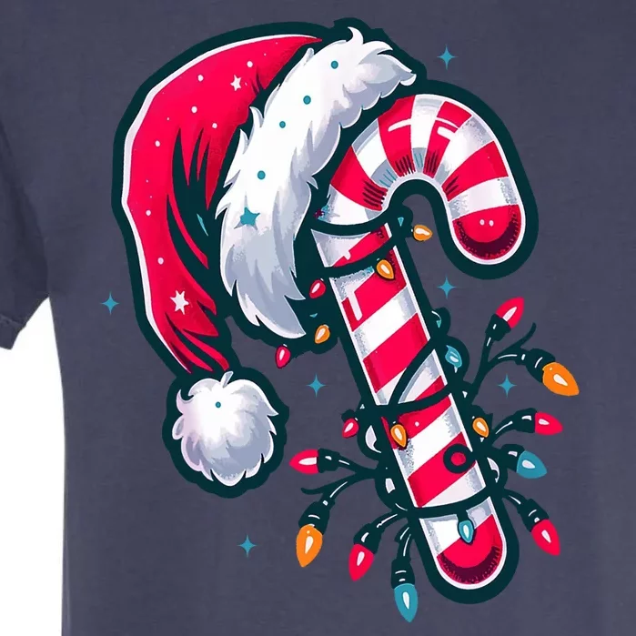 Candy Cane Christmas Lights Holiday Garment-Dyed Heavyweight T-Shirt