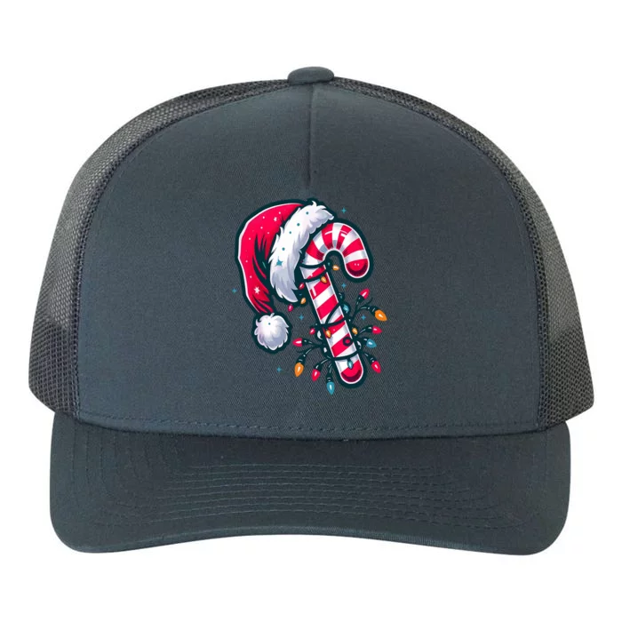 Candy Cane Christmas Lights Holiday Yupoong Adult 5-Panel Trucker Hat