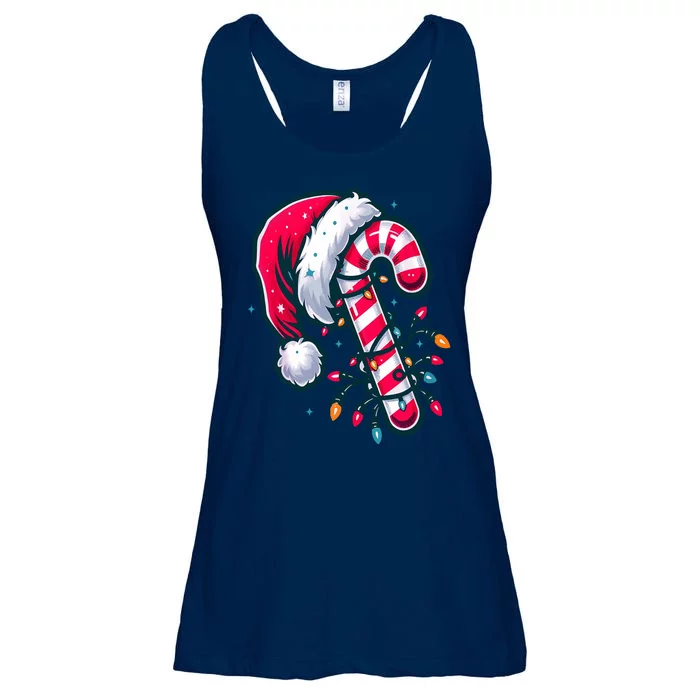 Candy Cane Christmas Lights Holiday Ladies Essential Flowy Tank