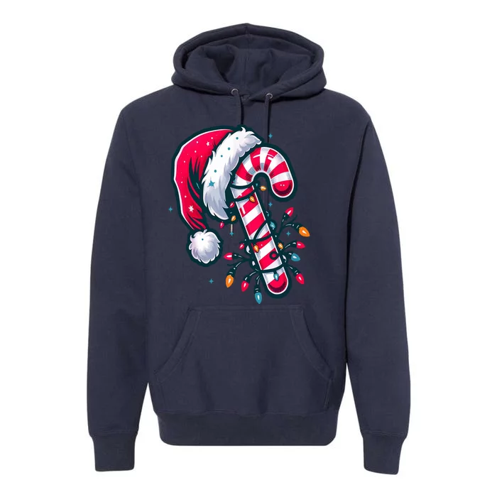 Candy Cane Christmas Lights Holiday Premium Hoodie