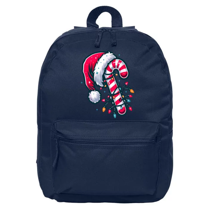 Candy Cane Christmas Lights Holiday 16 in Basic Backpack