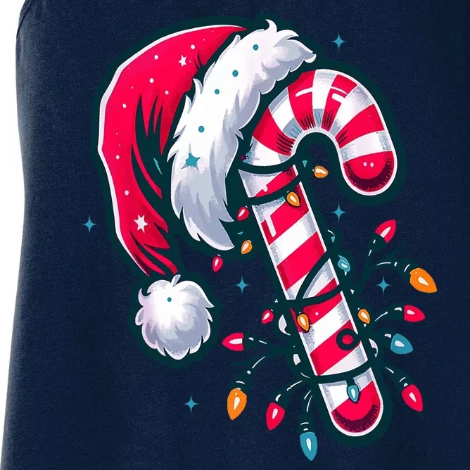 Candy Cane Christmas Lights Holiday Women's Racerback Tank