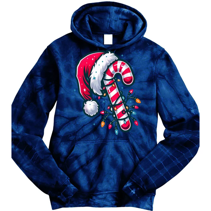 Candy Cane Christmas Lights Holiday Tie Dye Hoodie