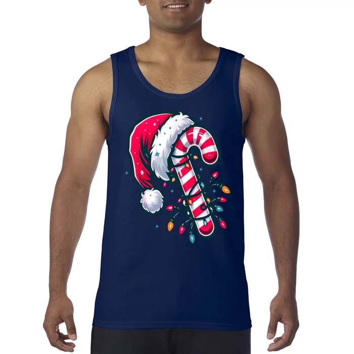 Candy Cane Christmas Lights Holiday Tank Top