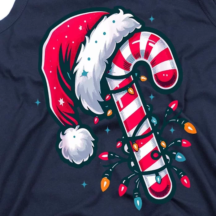 Candy Cane Christmas Lights Holiday Tank Top