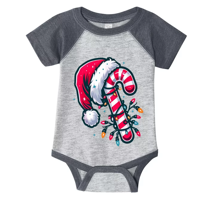 Candy Cane Christmas Lights Holiday Infant Baby Jersey Bodysuit