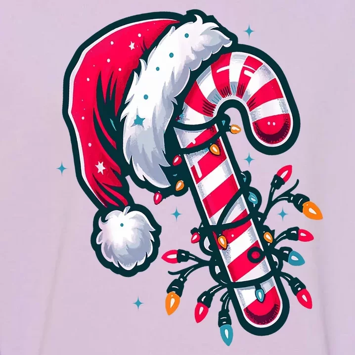 Candy Cane Christmas Lights Holiday Garment-Dyed Sweatshirt