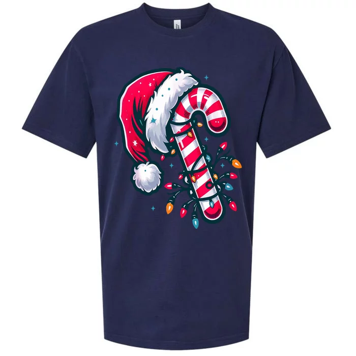 Candy Cane Christmas Lights Holiday Sueded Cloud Jersey T-Shirt