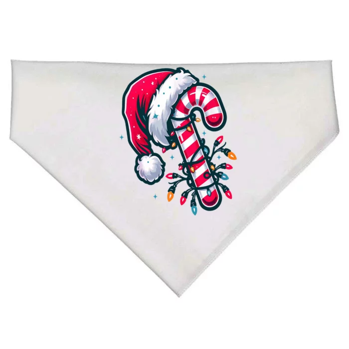 Candy Cane Christmas Lights Holiday USA-Made Doggie Bandana